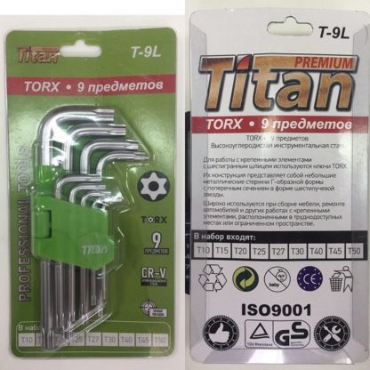 Набор шестигранников 9 шт (Т10-Т50) Torx (звездочка), обыч.длина T-9L  (72/12)