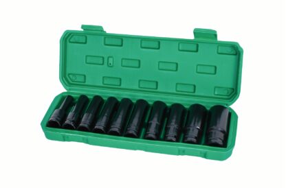 Набор головок УДАРНЫХ 10 шт (8 - 24 мм) 1/2", зелёный кейс (33010)